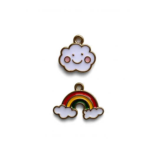 Rainbow & Smiling Cloud Charms | Cute Enamel Charms for Bookmarks, Keychains & Charm Accessories