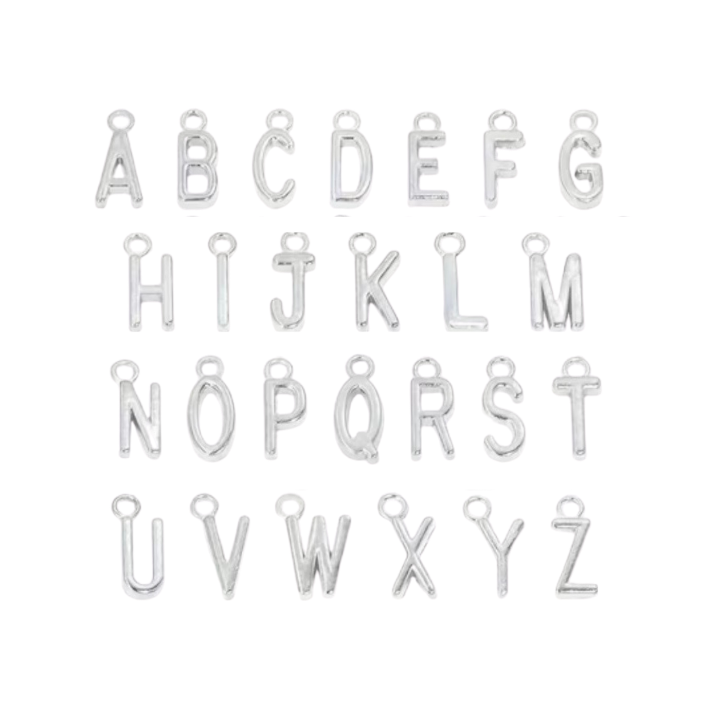 Silver Initial Letter Charms | Alphabet Charm Collection | Personalized Charm Bar Letters