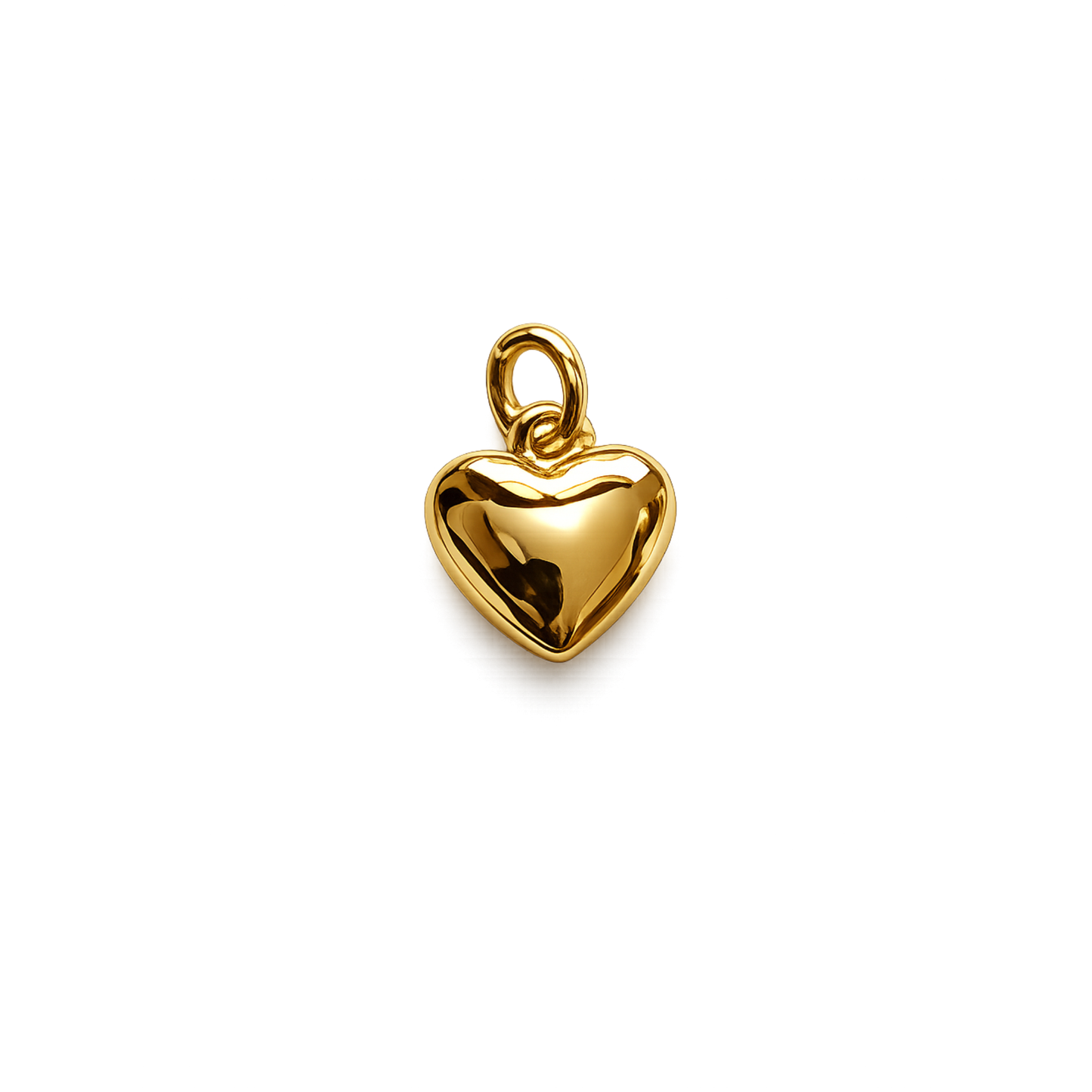 Gold Heart Charm | Puffy Gold Heart Charm | Romantic Charm Bar