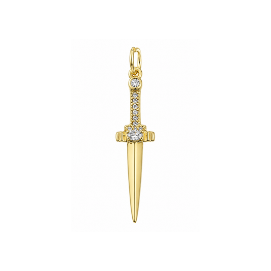Gold Dagger Charm | Rhinestone Sword Charm | Fantasy Charm Bar