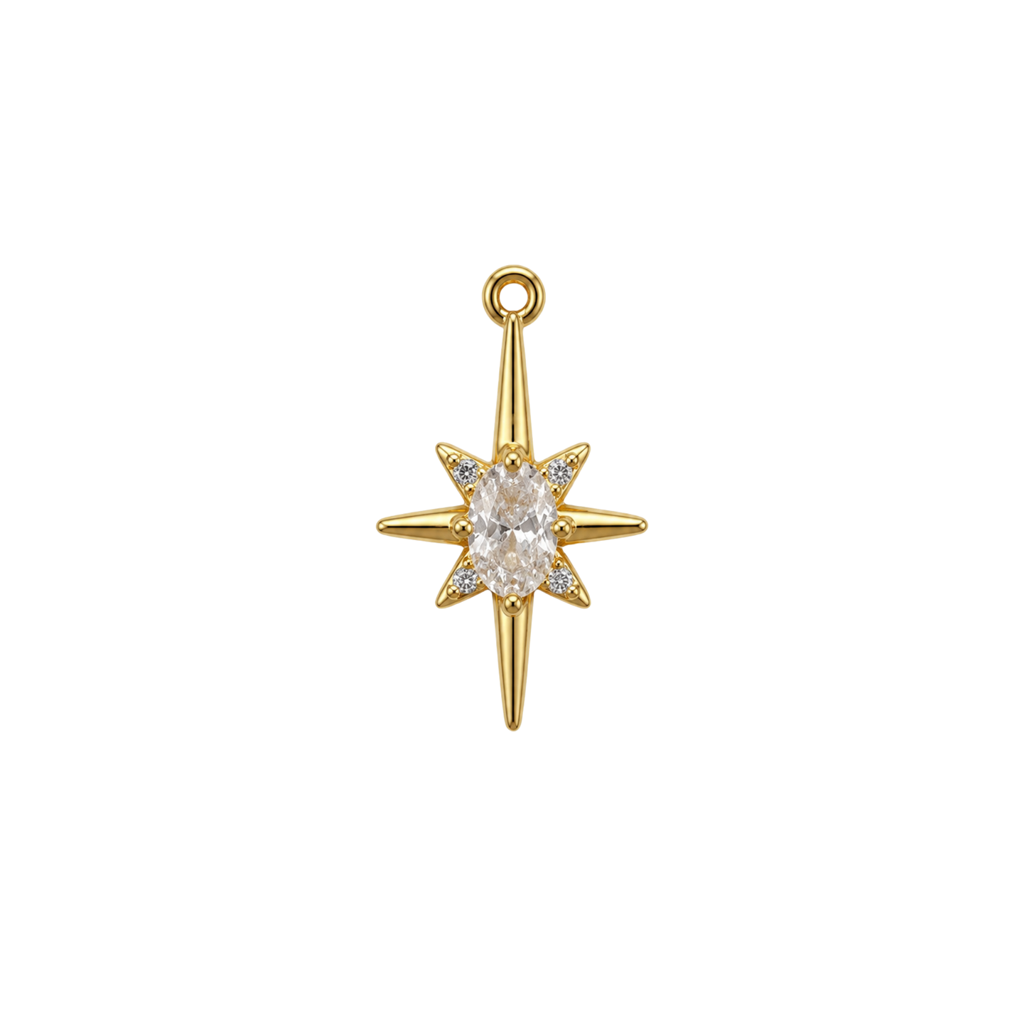 Gold Crystal North Star Charm | Celestial Starburst Charm | Gold Star Charm