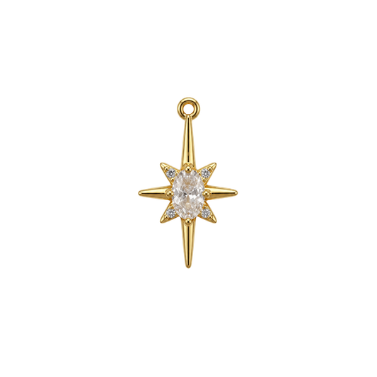 Gold Crystal North Star Charm | Celestial Starburst Charm | Gold Star Charm