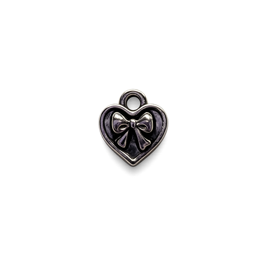 Mini Silver Bow Heart Charm | Heart Charm