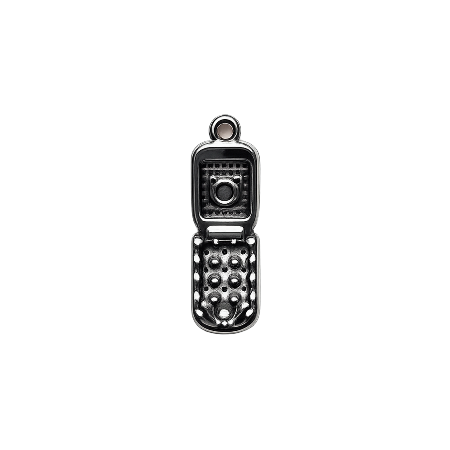 Retro Flip Phone Charm | Mini Silver Y2K Cell Phone Charm | Nostalgic Charm Pendant