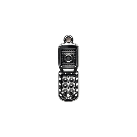 Retro Flip Phone Charm | Mini Silver Y2K Cell Phone Charm | Nostalgic Charm Pendant