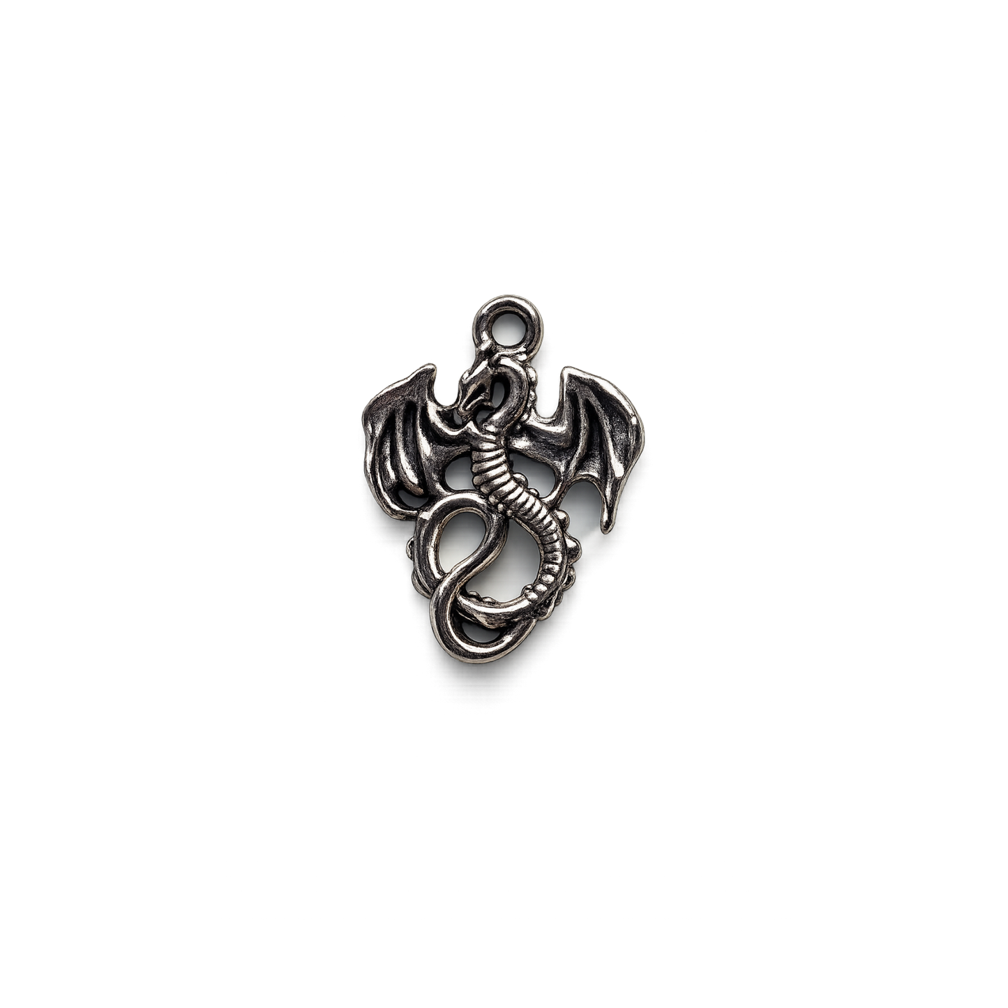 Silver Dragon Charm | Fantasy Dragon Pendant