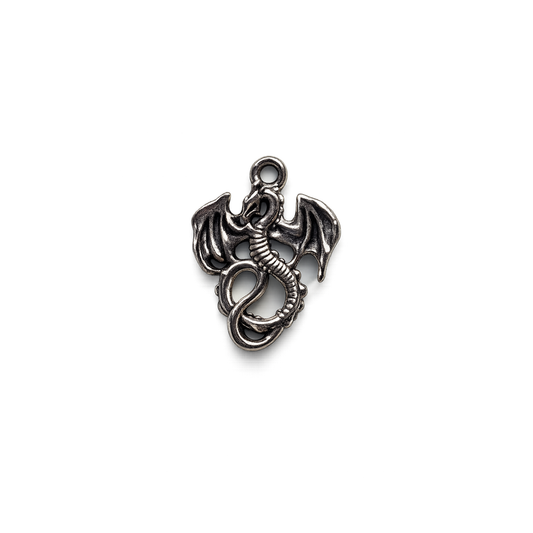 Silver Dragon Charm | Fantasy Dragon Pendant