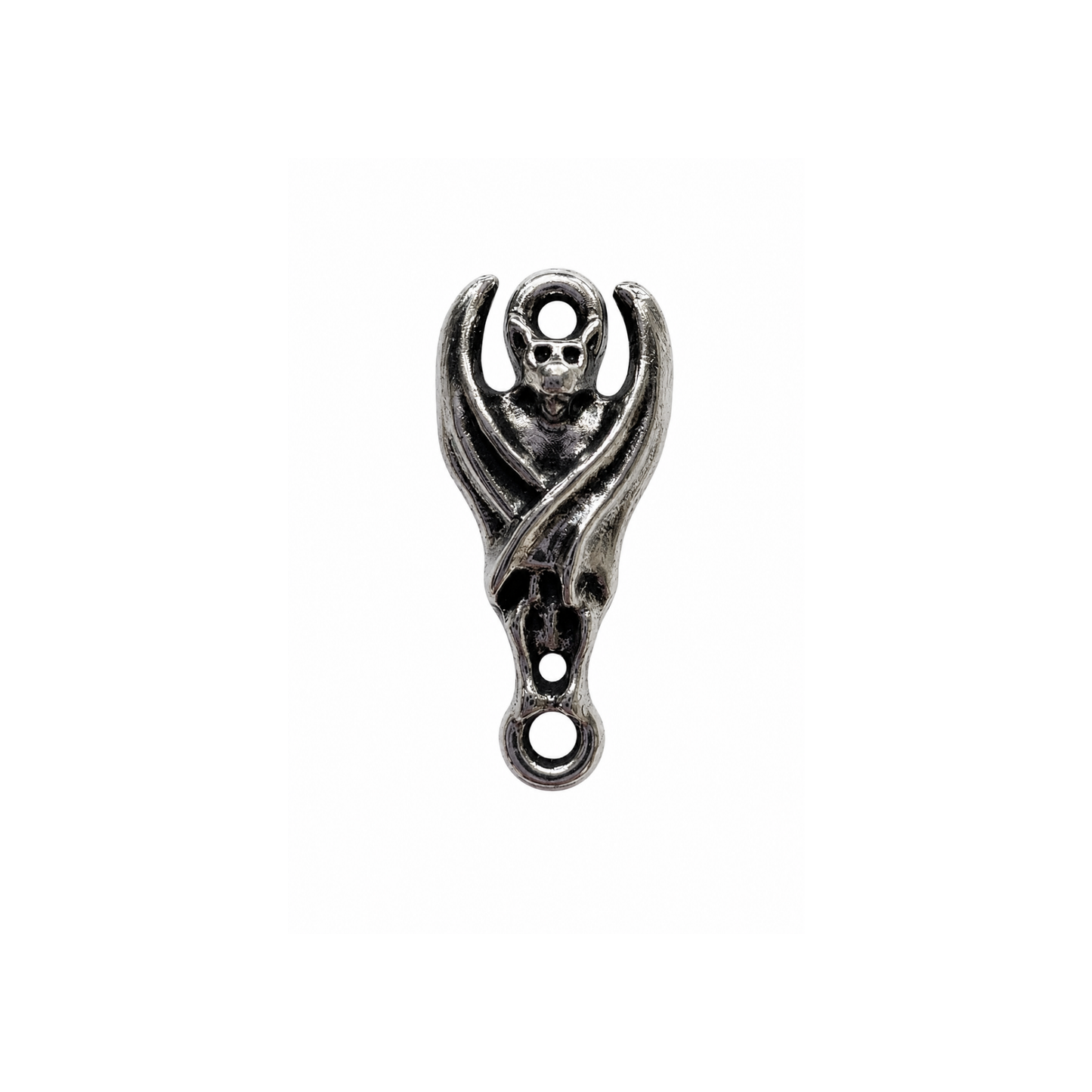Silver Bat Connector Charm | Gothic Bat Link Charm | Halloween & Celestial Charm