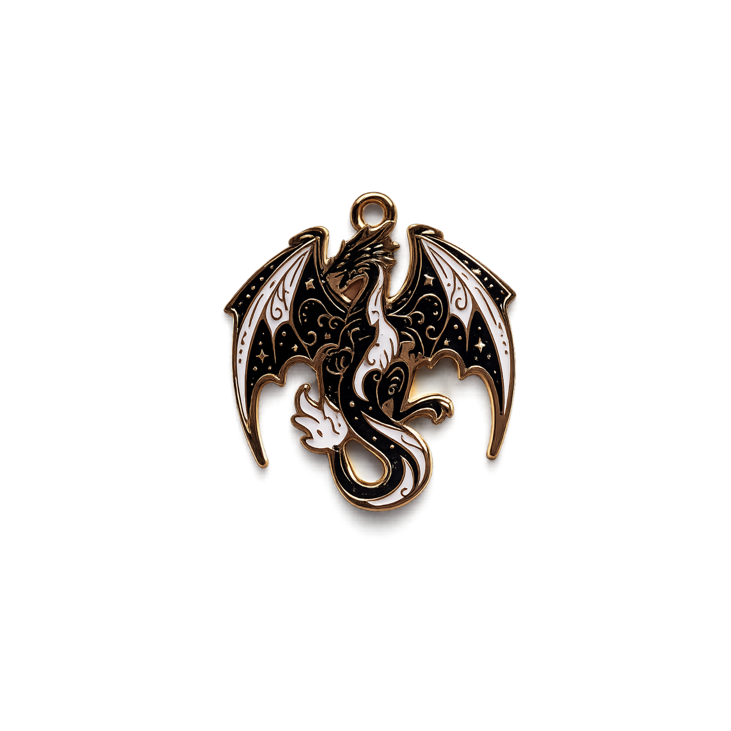 Celestial Dragon Charm | Black & White Fantasy Dragon Charm