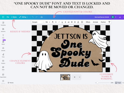One Spooky Dude First Birthday Banner Template | Halloween Party Decor (Digital Download)