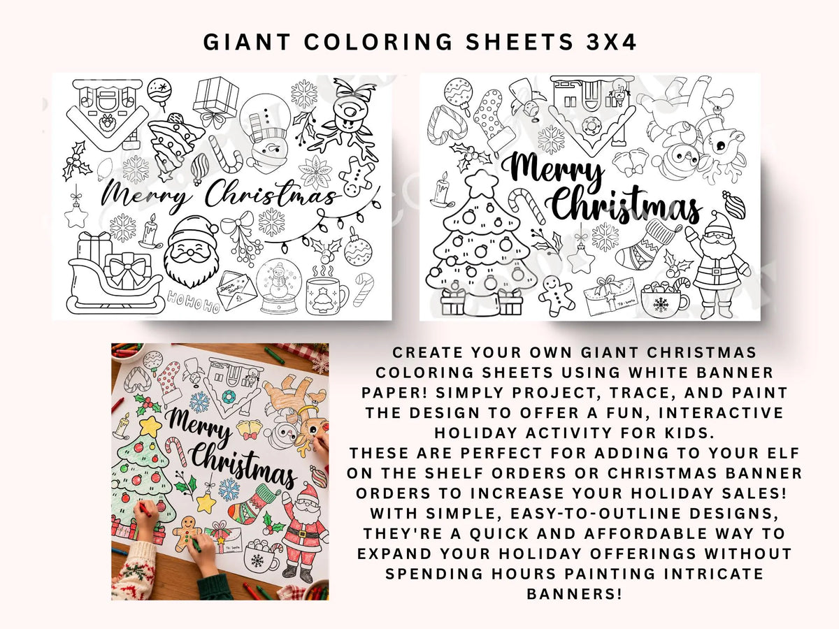 Christmas Banner Template Mega Bundle | Elf on the Shelf Banner Designs, Holiday Coloring Activities, Projector Files for Banner Artists
