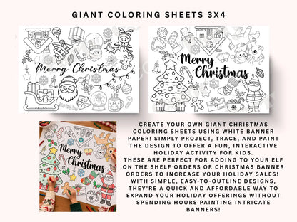 Christmas Banner Template Mega Bundle | Elf on the Shelf Banner Designs, Holiday Coloring Activities, Projector Files for Banner Artists
